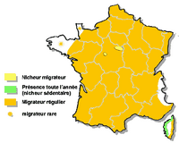Balbuzard pêcheur. Répartition française. Cliquer pour agrandir l'image.