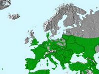 Chouette chevêche. Répartition. Cliquer pour agrandir l'image.