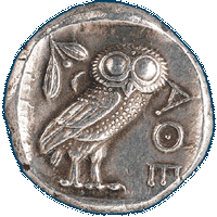 Chouette chevêche. Monnaie. Cliquer pour agrandir l'image.