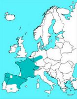 Crapaud alyte. Répartition. Cliquer pour agrandir l'image.