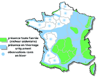 Faucon pélerin. Répartition française. Cliquer pour agrandir l'image.