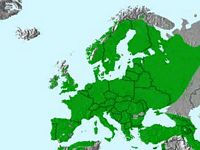 Geai des chênes. Répartition. Cliquer pour agrandir l'image.