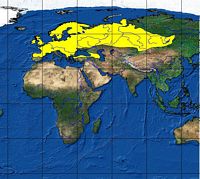 Musaraigne pygmée. Répartition. Cliquer pour agrandir l'image.