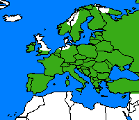 Piéride de la moutarde. Répartition. Cliquer pour agrandir l'image.