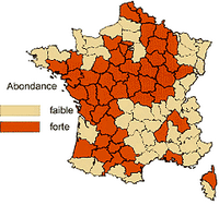 Tourterelle des bois. Répartition France. Cliquer pour agrandir l'image.