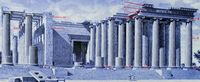 Le site de Didymes en Anatolie. Légende du pronaos. Cliquer pour agrandir l'image.