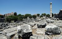 Le site de Didymes en Anatolie. La façade sud-ouest du temple. Cliquer pour agrandir l'image.