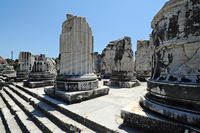 Le site de Didymes en Anatolie. Colonne tronquée devant le pronaos. Cliquer pour agrandir l'image.