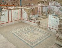 Le quartier résidentiel d'Éphèse en Anatolie. Mosaïque au lion de la maison 3 de l'îlot 2 (auteur Carole Raddato). Cliquer pour agrandir l'image.