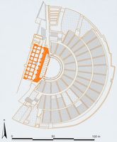 Le quartier du théâtre d'Éphèse en Anatolie. Plan du grand théâtre. Cliquer pour agrandir l'image.