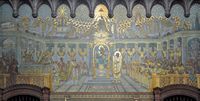 Le site archéologique d'Éphèse en Anatolie. Peinture du concile d'Éphèse de 431 à Notre-Dame de Fourvières (auteur Philippe Alès). Cliquer pour agrandir l'image.