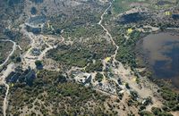 Le site archéologique de Kaunos en Anatolie. Vue aérienne du site. Cliquer pour agrandir l'image.