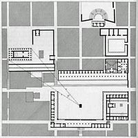 Le site archéologique de Priène en Anatolie. Plan du centre de la cité. Cliquer pour agrandir l'image.