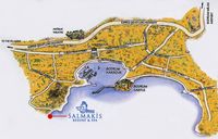 L'hôtel Salmakis à Bodrum en Anatolie. Situation de l'hôtel. Cliquer pour agrandir l'image.