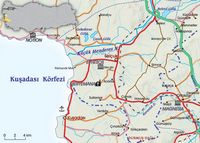La ville de Selçuk en Anatolie. Carte du comté. Cliquer pour agrandir l'image.