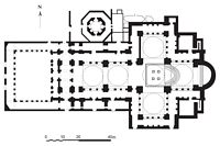 La ville de Selçuk en Anatolie. Plan de la basilique Saint-Jean (auteur Marsyas). Cliquer pour agrandir l'image.