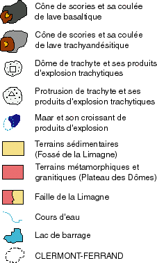 Chaine des Puys. legende géologique