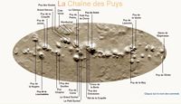 La Chaîne des Puys en Auvergne. La chaîne des Puys en relief. Cliquer pour agrandir l'image.
