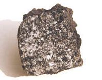 Gabbro. Enclave dans bombe. Cliquer pour agrandir l'image.