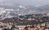 Géologie de Chamalières-Royat. Vue des Côtes de Clermont. Cliquer pour agrandir l'image.