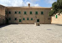 The Sanctuary of Cura de Randa Mallorca - The patio and inn Sanctuary. Click to enlarge the image in Adobe Stock (new tab).