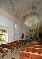 The Sanctuary of Cura de Randa Mallorca - The nave of the chapel. Click to enlarge the image in Adobe Stock (new tab).