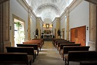 The Sanctuary of Cura de Randa Mallorca - The nave of the chapel. Click to enlarge the image in Adobe Stock (new tab).