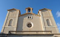 The town of Artà in Mallorca - Sant Salvador Sanctuary - The facade of the church of Sant Salvador. Click to enlarge the image in Adobe Stock (new tab).
