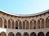 Bellver Castle in Mallorca - Arcades of the floor. Click to enlarge the image in Adobe Stock (new tab).