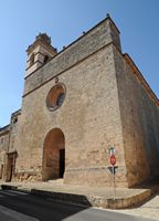 The city of Petra in Mallorca - Monastery Church St. Bernard. Click to enlarge the image in Adobe Stock (new tab).