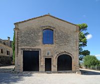 The Finca Els Calderers Sant Joan Mallorca - The old barn today multipurpose room. Click to enlarge the image in Adobe Stock (new tab).