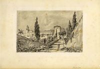 La Chartreuse de Valldemossa à Majorque. Dessin de la Chartreuse de Valldemossa par Joseph Bonaventure. Cliquer pour agrandir l'image.