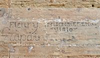 L'île de Cabrera à Majorque. Inscription du prisonnier Fleury sur le château de Cabrera. Cliquer pour agrandir l'image.