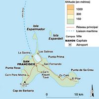 Formentera - Physical Map of the Island. Click to enlarge the image.