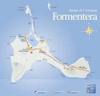 L'île de Formentera aux Baléares. Carte des routes de l'artisanat. Cliquer pour agrandir l'image.