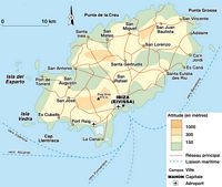 Ibiza Island - Physical Map of the Island. Click to enlarge the image.