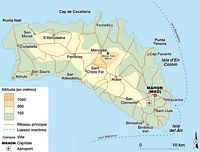 Menorca - Physical Map of the Island. Click to enlarge the image.