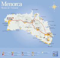 L'île de Minorque aux Baléares. Carte des routes de l'artisanat. Cliquer pour agrandir l'image.