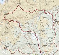 Le monastère de Lluc à Majorque. Carte de randonnée au Puig Roig. Cliquer pour agrandir l'image.