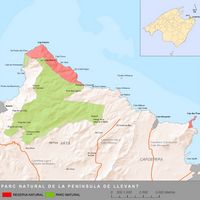 Le Parc Naturel du Levant à Majorque. Carte. Cliquer pour agrandir l'image.