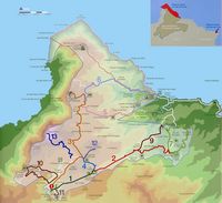 Le Parc Naturel du Levant à Majorque. Carte des randonnées (auteur Olaf Tausch). Cliquer pour agrandir l'image.