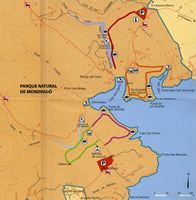 Le Parc naturel de Mondragó à Majorque. Plan du parc naturel. Cliquer pour agrandir l'image.