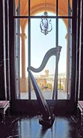 The palace March in Palma - Harp in the music room of the palace. Click to enlarge the image.