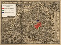 Le sud-est de la vieille ville de Palma de Majorque. Carte de la juiverie du Call Menor en 1644. Cliquer pour agrandir l'image.