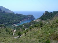 Le village de Sa Calobra à Majorque. Cala Tuent. Cliquer pour agrandir l'image.