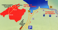 Le village de Sa Calobra à Majorque. Plan de Sa Calobra. Cliquer pour agrandir l'image.