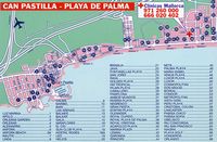 Le village de Can Pastilla à Majorque. Plan de la station balnéaire. Cliquer pour agrandir l'image.
