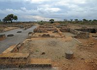 Les ruines de la cité romaine de Pollentia à Majorque. Le forum. Cliquer pour agrandir l'image.
