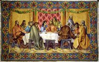 The town of Alcudia in Mallorca - Tapestry of the Last Supper in the church of Saint-Jacques (author Mike Lehmann). Click to enlarge the image.