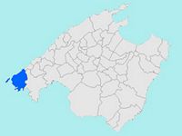 La ville d'Andratx à Majorque. Situation d'Andratx à Majorque (auteur Joan M. Borràs). Cliquer pour agrandir l'image.